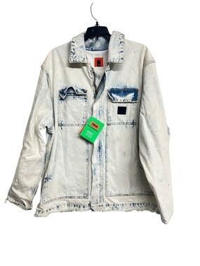 New Not So Normal NSN Jacket Light Acid-Wash Bleach Denim Jacket